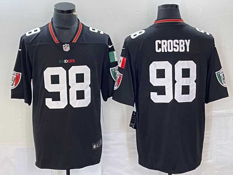 Men%27s Las Vegas Raiders #98 Maxx Crosby Black Mexico Vapor Stitched Jersey->detroit lions->NFL Jersey